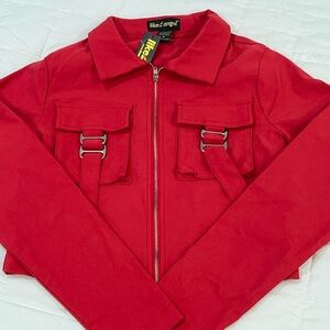 Like an Angel Vibrant Red Cropped Zip-Up Jacket